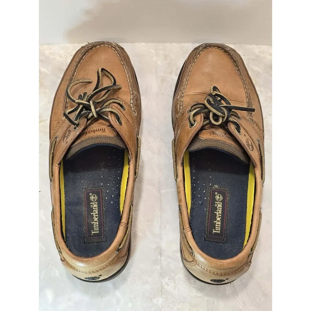 Timberland 3-Eye Boat‎ Shoes Mens 8.5M Brown Leather Classic Preppy GUC